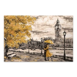 ΠΙΝΑΚΑΣ ΣΕ ΚΑΜΒΑ "BIG BEN AND YELLOW LEAVES" MEGAPAP ΨΗΦΙΑΚΗΣ ΕΚΤΥΠΩΣΗΣ 75X50X3ΕΚ.