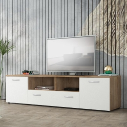 ΕΠΙΠΛΟ ΤΗΛΕΟΡΑΣΗΣ LENNOX MEGAPAP ΑΠΟ ΜΕΛΑΜΙΝΗ ΧΡΩΜΑ HONEY OAK - ΛΕΥΚΟ 180X41X45ΕΚ.