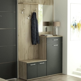ΕΠΙΠΛΟ ΕΙΣΟΔΟΥ PLACIDO MEGAPAP ΜΕΛΑΜΙΝΗΣ ΧΡΩΜΑ ΓΚΡΙ OAK - ΑΝΘΡΑΚΙ 115X35X197ΕΚ.