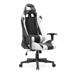 ΚΑΡΕΚΛΑ ΓΡΑΦΕΙΟΥ GAMING ALONSO MEGAPAP ΑΠΟ ΤΕΧΝΟΔΕΡΜΑ ΧΡΩΜΑ ΛΕΥΚΟ - ΜΑΥΡΟ 67X70X125/135 ΕΚ.