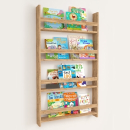 ΕΠΙΤΟΙΧΙΑ ΒΙΒΛΙΟΘΗΚΗ - ΡΑΦΙΕΡΑ MONTESSORI MEGAPAP ΑΠΟ ΜΕΛΑΜΙΝΗ ΧΡΩΜΑ PINE OAK 74X10X120ΕΚ.