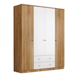 ΝΤΟΥΛΑΠΑ ΡΟΥΧΩΝ STEFAN MEGAPAP ΤΕΤΡΑΦΥΛΛΗ ΧΡΩΜΑ SAPPHIRE OAK - ΛΕΥΚΟ 140X50X182ΕΚ.