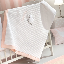 Κουβέρτα Βρεφική Lapin Πικέ Pink Saint Clair Κούνιας 110x150cm 100% Βαμβάκι