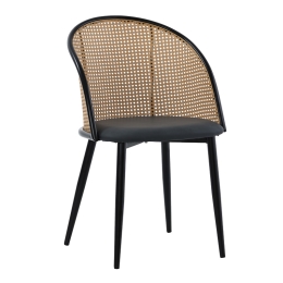 ΚΑΡΕΚΛΑ RICCARDO PAKOWORLD ΦΥΣΙΚΟ PE RATTAN-ΑΝΘΡΑΚΙ PU-ΜΑΥΡΟ ΜΕΤΑΛΛΟ 56X52X82ΕΚ
