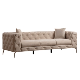 ΚΑΝΑΠΕΣ 3ΘΕΣΙΟΣ PWF-0579 PAKOWORLD ΤΥΠΟΥ CHESTERFIELD ΥΦΑΣΜΑ ΕΚΡΟΥ 237X90X73ΕΚ