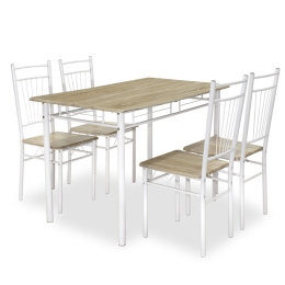 ΤΡΑΠΕΖΑΡΙΑ ROZA PAKOWORLD ΣΕΤ 5ΤΜΧ ΧΡΩΜΑ LIGHT GREY- ΠΟΔΙΑ ΛΕΥΚΟ GLOSS 120X70X75ΕΚ