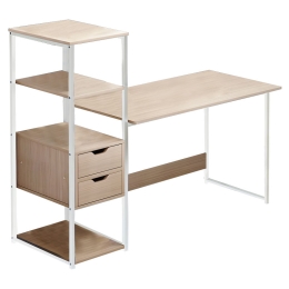 ΓΡΑΦΕΙΟ ZAYN ΙΙ PAKOWORLD ΜΕ ΡΑΦΙΕΡΑ-MDF ΦΥΣΙΚΟ-ΛΕΥΚΟ 107X40X110ΕΚ