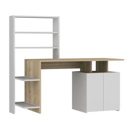 ΓΡΑΦΕΙΟ ΜΕ ΒΙΒΛΙΟΘΗΚΗ MELIS PAKOWORLD ΧΡΩΜΑ ΛΕΥΚΟ-SONOMA 146X60X129ΕΚ