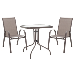 ΤΡΑΠΕΖΑΡΙΑ WATSON-CALAN ΣΕΤ 3ΤΕΜ PAKOWORLD ΜΕΤΑΛΛΟ-TEXTILENE ΚΑΦΕ 70X70X70ΕΚ