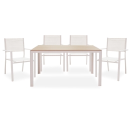 ΤΡΑΠΕΖΑΡΙΑ NARES-MOLY ΣΕΤ 5ΤΕΜ PAKOWORLD ΑΛΟΥΜΙΝΙΟ-TEXTILENE ΛΕΥΚΟ PLYWOOD ΦΥΣΙΚΟ