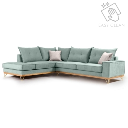 ΓΩΝΙΑΚΟΣ ΚΑΝΑΠΕΣ ΔΕΞΙΑ ΓΩΝΙΑ LUXURY II PAKOWORLD ΥΦΑΣΜΑ CIEL-CREAM 290X235X95ΕΚ