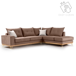 ΓΩΝΙΑΚΟΣ ΚΑΝΑΠΕΣ ΑΡΙΣΤΕΡΗ ΓΩΝΙΑ LUXURY II PAKOWORLD ΥΦΑΣΜΑ MOCHA-CREAM 290X235X95ΕΚ