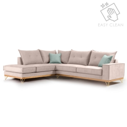 ΓΩΝΙΑΚΟΣ ΚΑΝΑΠΕΣ ΔΕΞΙΑ ΓΩΝΙΑ LUXURY II PAKOWORLD ΥΦΑΣΜΑ ELEPHANT-CIEL 290X235X95ΕΚ
