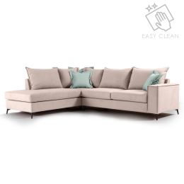 ΓΩΝΙΑΚΟΣ ΚΑΝΑΠΕΣ ΔΕΞΙΑ ΓΩΝΙΑ ROMANTIC PAKOWORLD ΥΦΑΣΜΑ ELEPHANT-CIEL 290X235X95ΕΚ