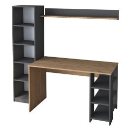ΓΡΑΦΕΙΟ ΜΕ ΒΙΒΛΙΟΘΗΚΗ GOLDIE PAKOWORLD ΑΝΘΡΑΚΙ-ΦΥΣΙΚΟ 160X45X161.8ΕΚ