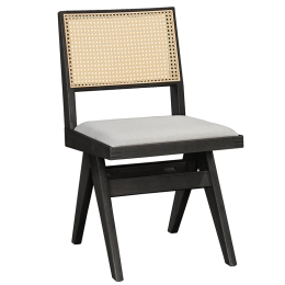 ΚΑΡΕΚΛΑ WINSLOW PAKOWORLD ΞΥΛΟ RUBBERWOOD ΜΑΥΡΟ-PVC RATTAN ΦΥΣΙΚΟ-ΥΦΑΣΜΑ ΓΚΡΙ