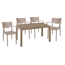 ΤΡΑΠΕΖΑΡΙΑ EXPLORE-FRONTLINE PAKOWORLD ΣΕΤ 5ΤΕΜ PP CAPPUCCINO 150X90X73,5ΕΚ.