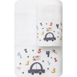 Borea Πετσέτες Σετ 2ΤΜΧ Car Λευκό 70 x 120 / 30 x 50 cm Λευκό