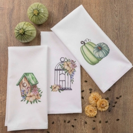 Borea Ποτηρόπανα Κουζίνας Pumpkin Σετ 3ΤΜΧ (3) 50 x 70 cm Λευκό