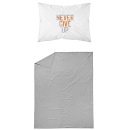 Borea Σεντόνι Σετ 2ΤΜΧ Never Give Up Γκρι Μονό 160 x 240 cm + 50 x 70 cm Γκρι