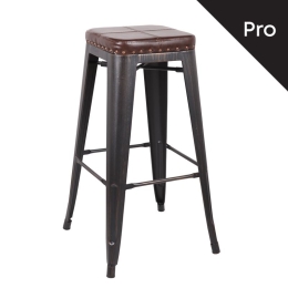 RELIX ΣΚΑΜΠΟ BAR-PRO, ΣΤΟΙΒΑΖΟΜΕΝΟ, ΜΕΤΑΛΛΟ ΒΑΦΗ ANTIQUE BLACK, PU ΣΚΟΥΡΟ ΚΑΦΕ