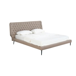 KENZO ΚΡΕΒΑΤΙ ΔΙΠΛΟ, ΓΙΑ ΣΤΡΩΜΑ 160X200CM, PU ΜΠΕΖ