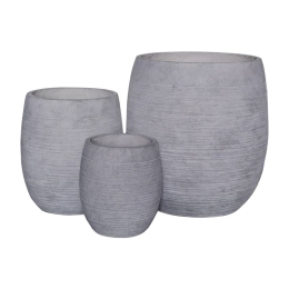 FLOWER POT-8  SET 3 ΤΕΜΑΧΙΩΝ, ΑΠΟΧΡΩΣΗ LIGHT GREY WASH