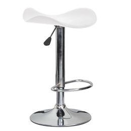SADDLE ΣΚΑΜΠΟ BAR, ΒΑΣΗ ΧΡΩΜΙΟ, PVC ΑΣΠΡΟ, ΡΥΘΜΙΣΗ ΥΨΟΥΣ, ΠΕΡΙΣΤΡΕΦΟΜΕΝΟ