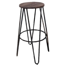 ARCO WOOD ΣΚΑΜΠΟ BAR, ΜΕΤΑΛΛΟ ΒΑΦΗ ANTIQUE BLACK, ΞΥΛΟ ΑΠΟΧΡΩΣΗ DARK OAK